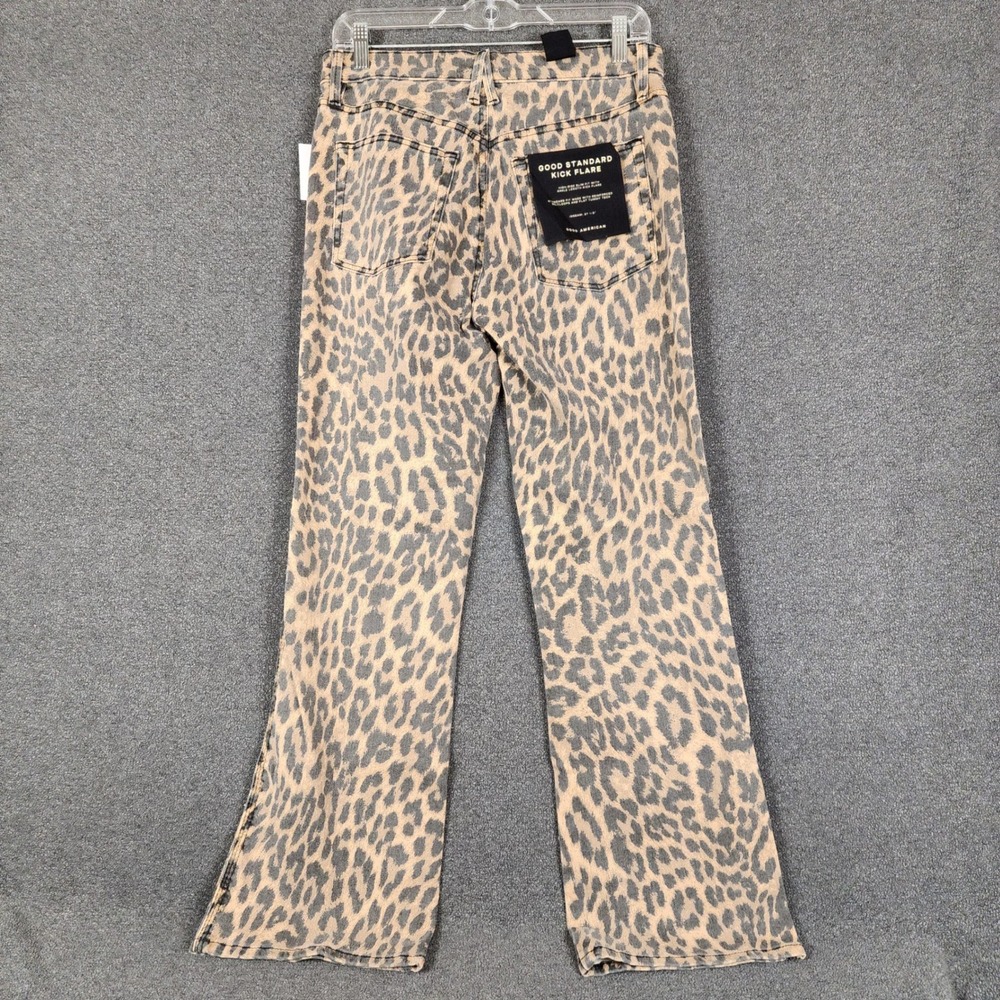 Good American Good Standard Kick Flare Jeans Lucky Leopard High Rise 10/30 - Picture 5 of 15